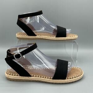 NEW Style & Co Women’s Peggyy Ankle Strap Espadrille Flat Sandals Black Size 8M